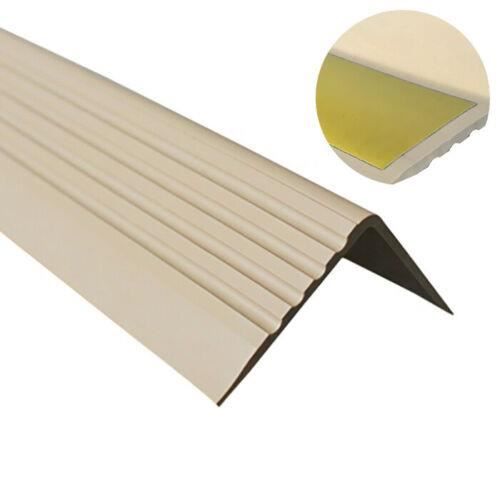 1,5m profilé d'escalier nez de marche adhésif antidérapant PVC beige RGP, 50 x 42 mm