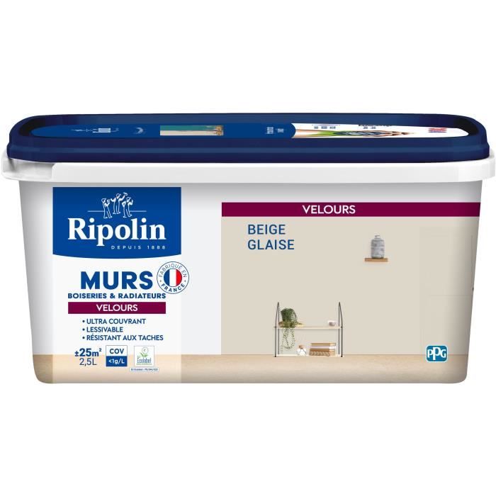 Ripolin Peinture deco murs boiseries & radiateurs - 441606 - Beige glaise - Velours - 25 L