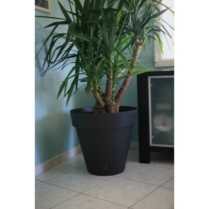 riviera pot de fleurs loft avec reserve d eau rond o 60 x h 55 cm noir cdiscount jardin