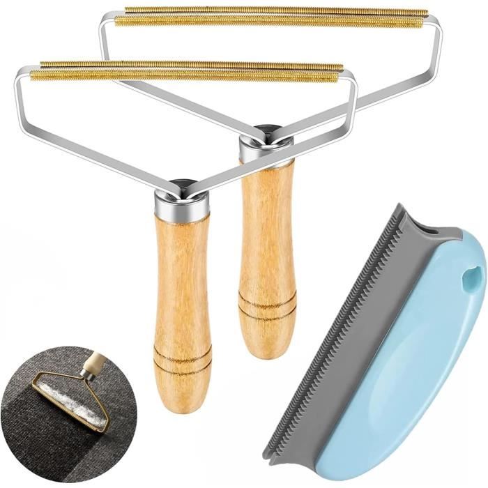 Gratte Langue Kit 3 Brosses Anti-poils Pandania | Enlève Poils Animaux Bouloches Vêtements Nettoyeur Tissu Peluches