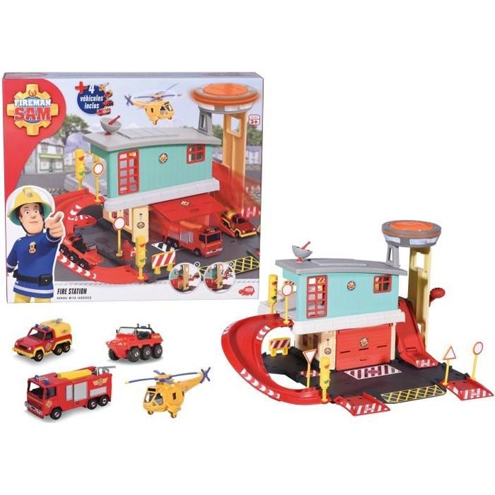 Centre De Secours 4 Vehicules Sam Le Pompier Dickie Cdiscount Jeux Jouets