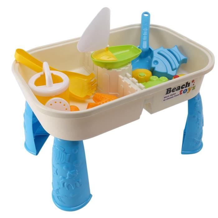 Table De Sable Et D’eau YRTUOP 45x45x37 Cm – 24 Accessoires, Roues à Eau, Moules, Bateaux – Jeu Sensoriel Intérieur/extérieur