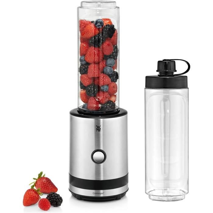 Blender WMF KITCHENminis 0,6L – 300W, Acier Inoxydable, Lames Perfect Cut, Bols Tritan Sans BPA, Arrêt Automatique