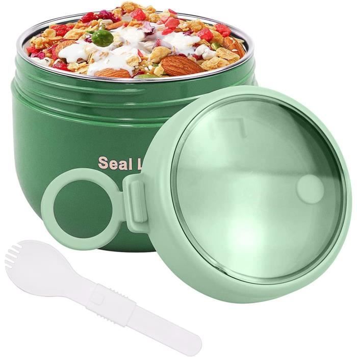 Gobelet à Céréales Portable En Inox - 530 Ml + 330 Ml, Avec Cuillère, Anti-fuite, Pour Petit-déjeuner Nomade