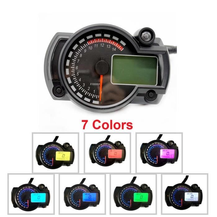 Capteur de Vitesse Moto 12V Odom/ètre Tachym/ètre Num/érique Universel Compteur de Vitesse Color/é LCD Ecran R/étro/éclairage