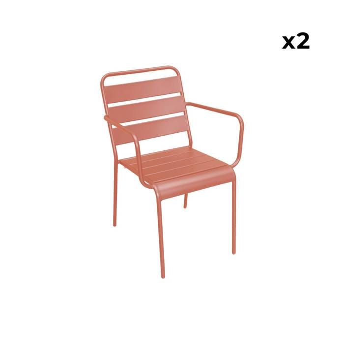 fauteuils de jardin empilables en métal rose saumon - sweeek