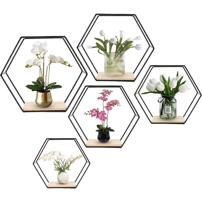 50 Pièces Hexagones En Bois Naturel - Formes Brutes Pour DIY, Décoration Murale, Peinture, Pyrogravure (9x8cm) - 5