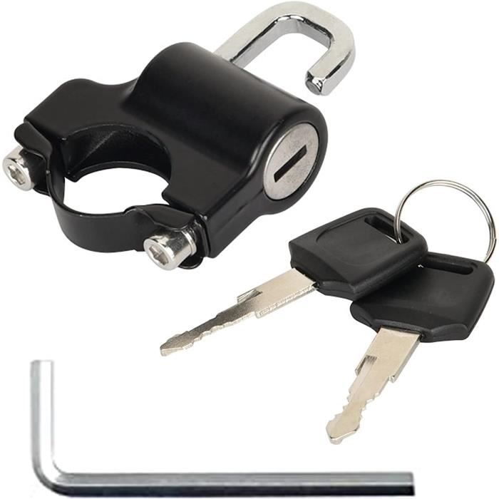 Antivol Moto Poignée De Guidon Avec Câble Pour Casque - Serrure Aluminium Noir - Compatible Scooter, Quad