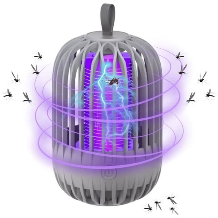 Lampe Anti-Moustiques Rechargeable USB - Piège à Insectes UV 360° - Veilleuse LED - Pour Intérieur Et Extérieur (4000mAh)