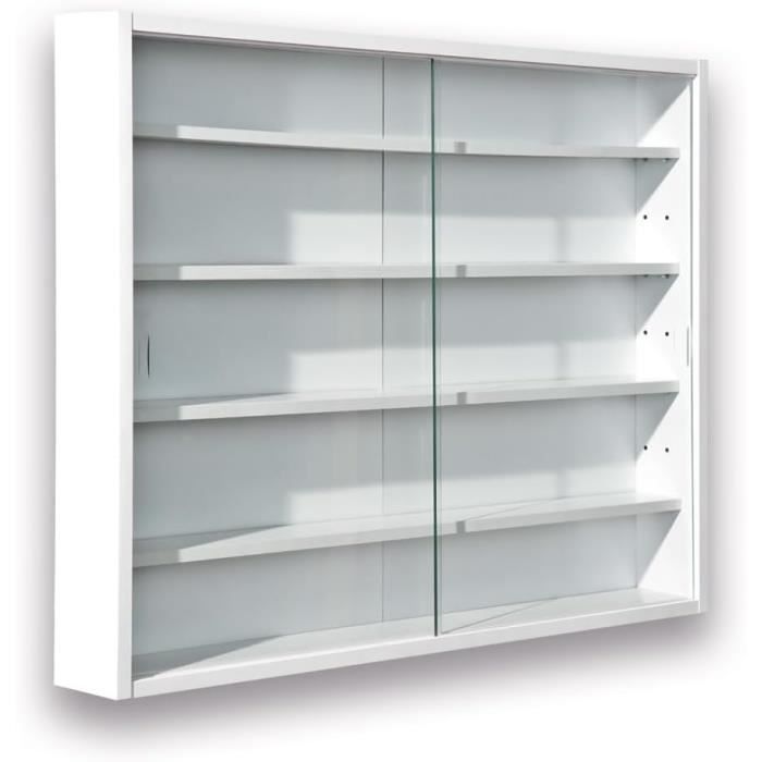 Vitrine 1 porte battante Blanc/Bois MAJ - univers séjour