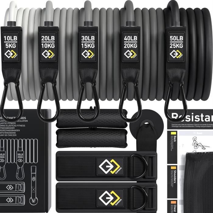 Kit Barre De Pilates Hommie – 6 Bandes Élastiques 20/30/40 Lbs, Barre 3 Sections Ajustable, Poignées 2-en-1, Ancre De Porte – Fitness Maison