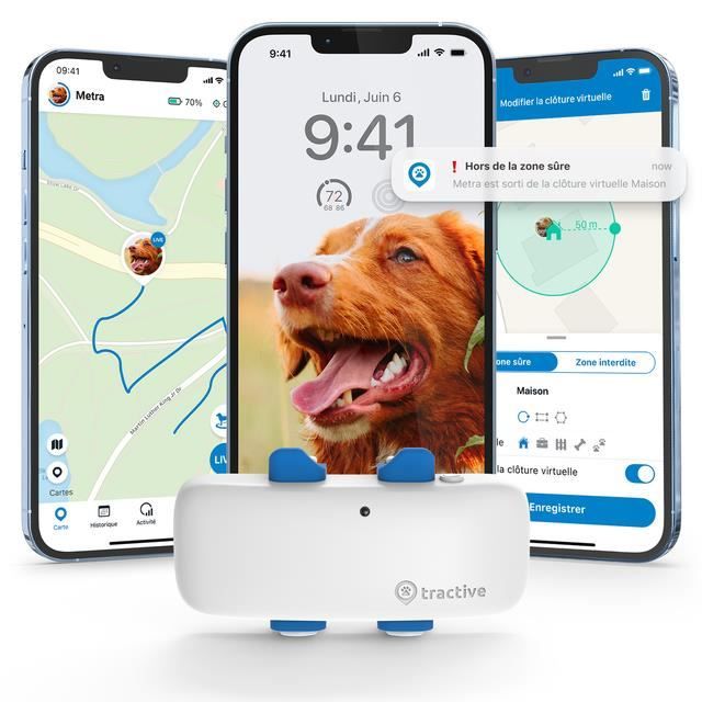Tractive GPS DOG 4 - Collier GPS chien avec suivi d'activité - Blanc