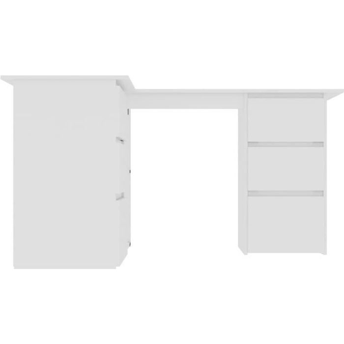 Bureau dangle - VINGVO - Blanc - 6 tiroirs - 2 étagères - 145x100x76 cm