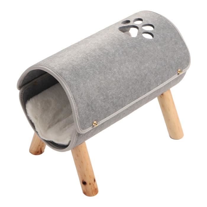 Meilleurs prix pour Vvikizy Lit de Tunnel pour Chat avec Pattes en Bois et Tapis en Peluche Douce
