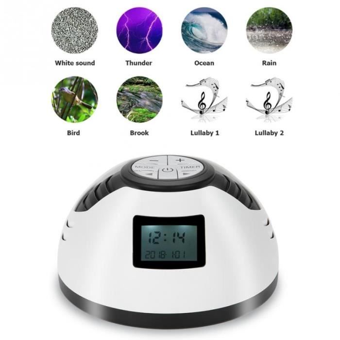 Machine à Bruit Blanc Rechargeable – 10 Sons Naturels + 2 Berceuses + Veilleuse