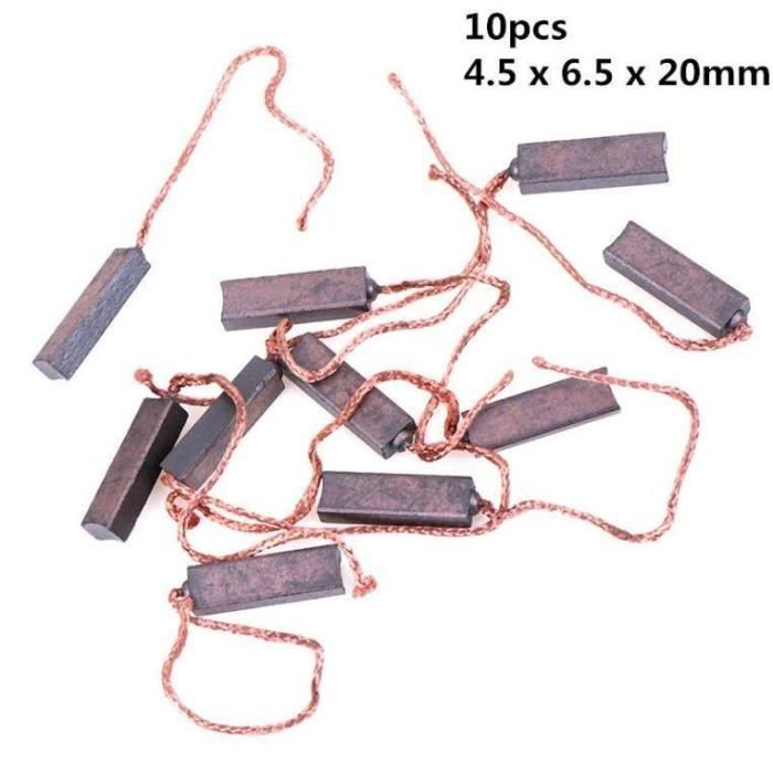 10 Balais De Charbon Pour Moteur électrique - Remplacement Universel Pour Meuleuse, Perceuse, Ponceuse - Graphite Et Métal - 11