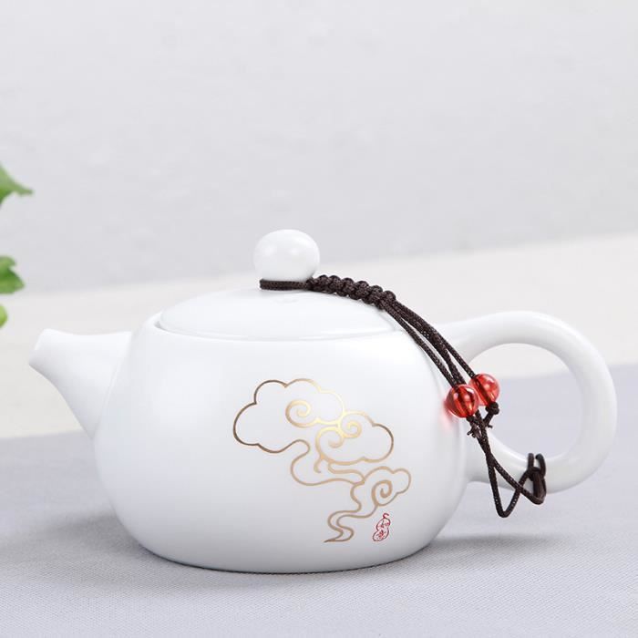 Service à Thé Céramique 900ml - Théière + 4 Tasses 180ml, Design Géométrique