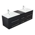 Meuble Salle De Bain Double Vasque Milano Xl Noir Satine Achat