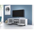 3xeLiving Meuble TV moderne Canaris blanc / gris brillant 140 cm-1
