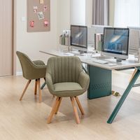 MEUBLE COSY Fauteuil Scandinave Vert – Rembourré Épais, Accoudoirs Confort, Pieds Bois Massif, Idéal Salon Chambre Bureau