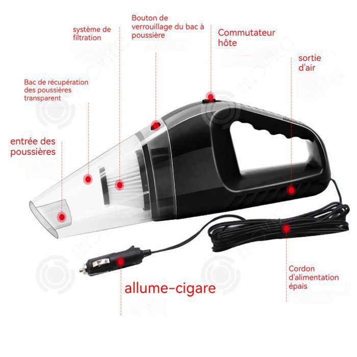 10000 Pa Aspirateur Voiture Puissant, Aspirateur à Main avec Lavable