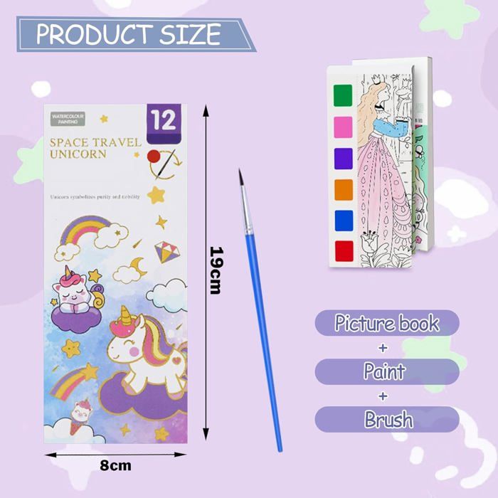 Livre De Coloriage Aquarelle Pour Adultes Débutants - Kit Avec 12 Couleurs - Apprentissage Peinture à La Maison Ou En Voyage