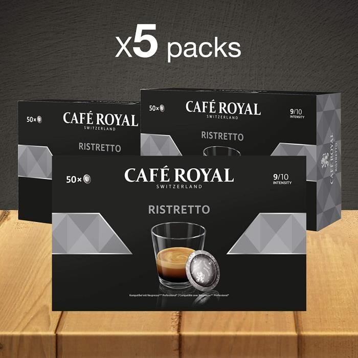 CAFE ROYAL PRO - 250 CAPSULES COMPATIBLES NESPRESSO PRO® - RISTRETTO - 5  Boites de 50 Capsules Compatibles Système Nespresso Pro® - Cdiscount Au  quotidien