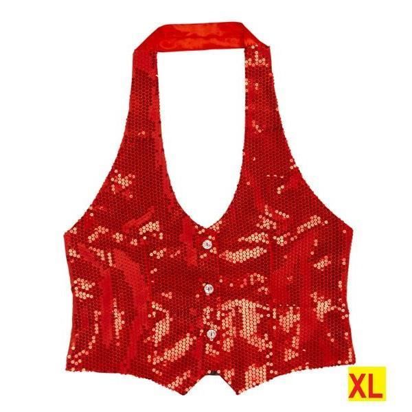 Gilet à Paillettes Rouges Pour Adulte - Veston Brillant Et Scintillant Pour Soirées Et Spectacles