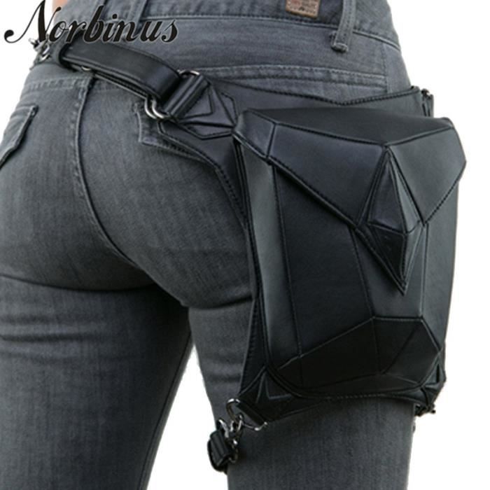 Sac banane sac de jambe en cuir PU pour femmes ceinture de hanche sacoche de moto Punk Rock sac a bandouliere Type 1604 Cdiscount Bagagerie Maroquinerie
