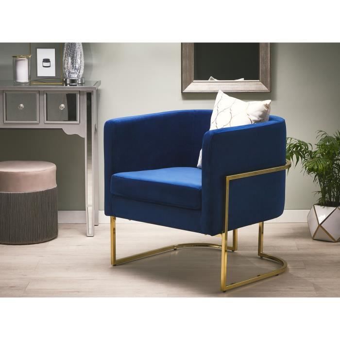 Fauteuil club en velours bleu foncé BELIANI SIRKKA Elégance