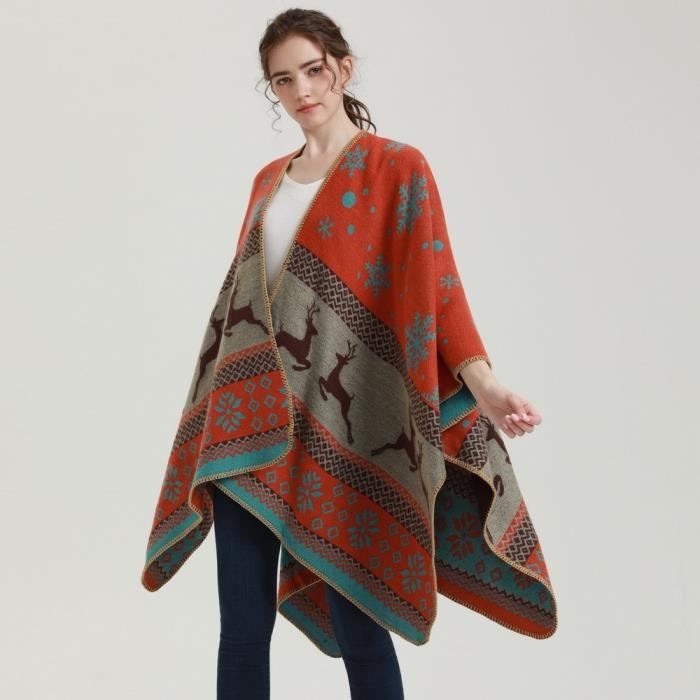 Poncho new arrivals rouge femme