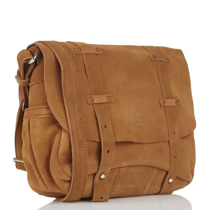 Mila Louise sac bandouli re Femme camel Cdiscount Bagagerie