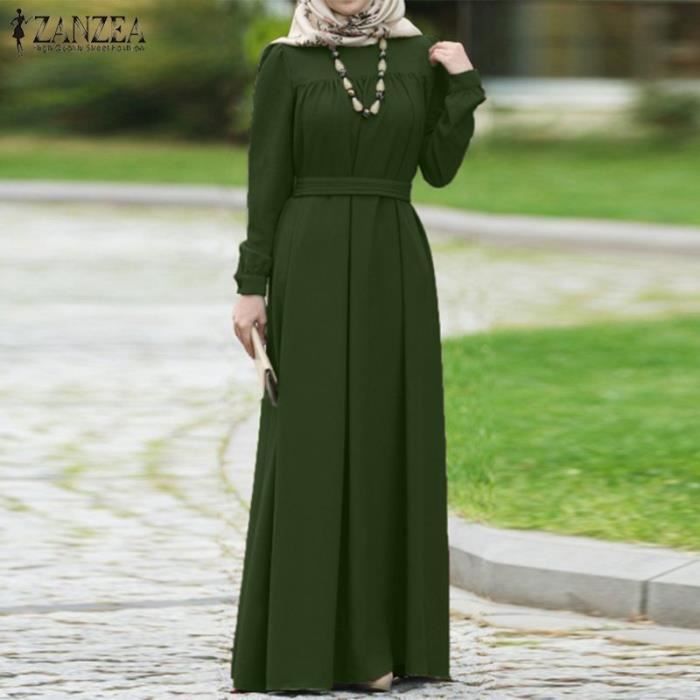 Robe ZANZEA robe longue pour femmes manches longues couleur unie