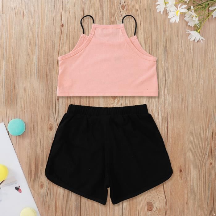 Iixpin Enfant Fille Ensemble Ete Coton Vetement de Sport Debardeur Short Decontracte 3 10 Ans Rose Rose Cdiscount Pret a Porter