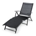 Blumfeldt Chaise longue de jardin , transat, bain de soleil - Réglable sur 7 positions - 64x85x170cm - Aluminium & acier - noir-2