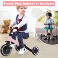 Tricycle Vélo pour Enfants 3 en 1 - GOPLUS - Siège et Guidon Réglables - Roues Antidérapantes - Rose-2