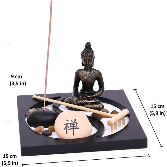 Jardin Zen Miniature Japonais avec Figure de Bouddha - Support pour Bâtons  d'Encens Feng-Shui - lot Esotherik avec 3 Bâtons d'E A212 - Cdiscount Maison