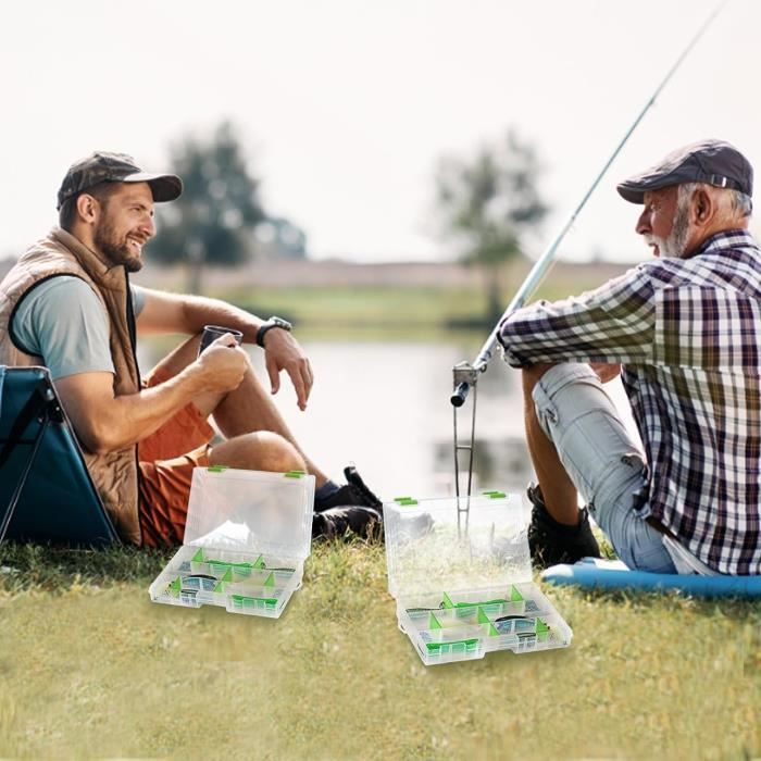 2 Mini Boîtes De Rangement Pour Accessoires De Pêche – Vert, 3 Compartiments – Organisation Légère Et Pratique