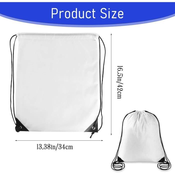 Lot De 2 Sacs Cordon De Serrage En Poly thyl ne Blanc Avec