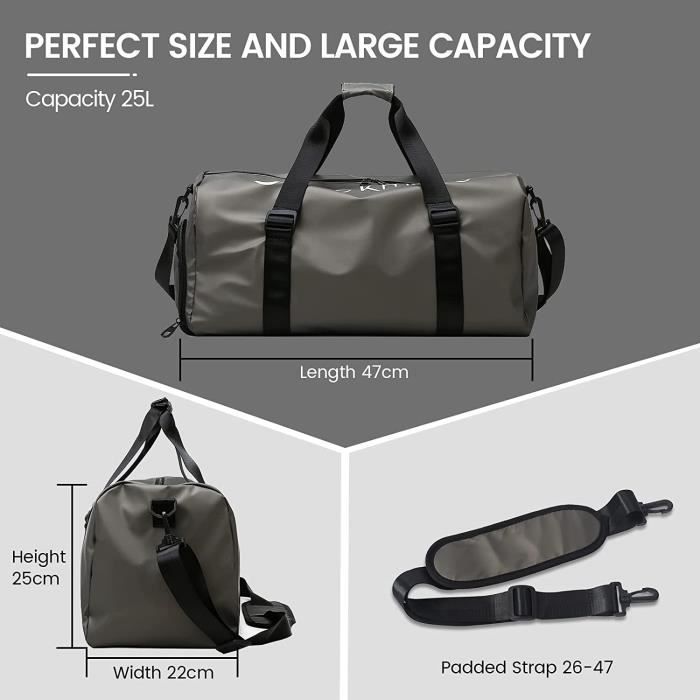 Sac De Sport Pliable 20L Outplea - Ultraléger, Imperméable, Poches Latérales - Parfait Pour Gym, Yoga, Voyage