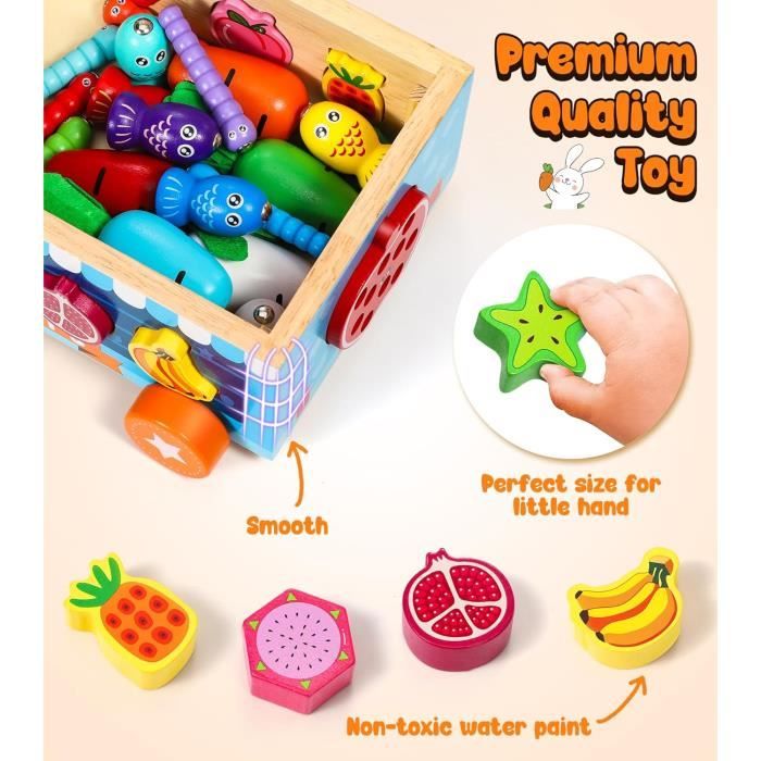 NCKIHRKK Jeux Montessori, Activite Enfant 2 Ans, Jouet en Bois Jeu de Pêche Magnetique, Cadeau Fille/Garcon 2 ans, Bebe 1 An, Jeux Educatif Pour 2 3 4 5 Ans | Votre wishlist sur