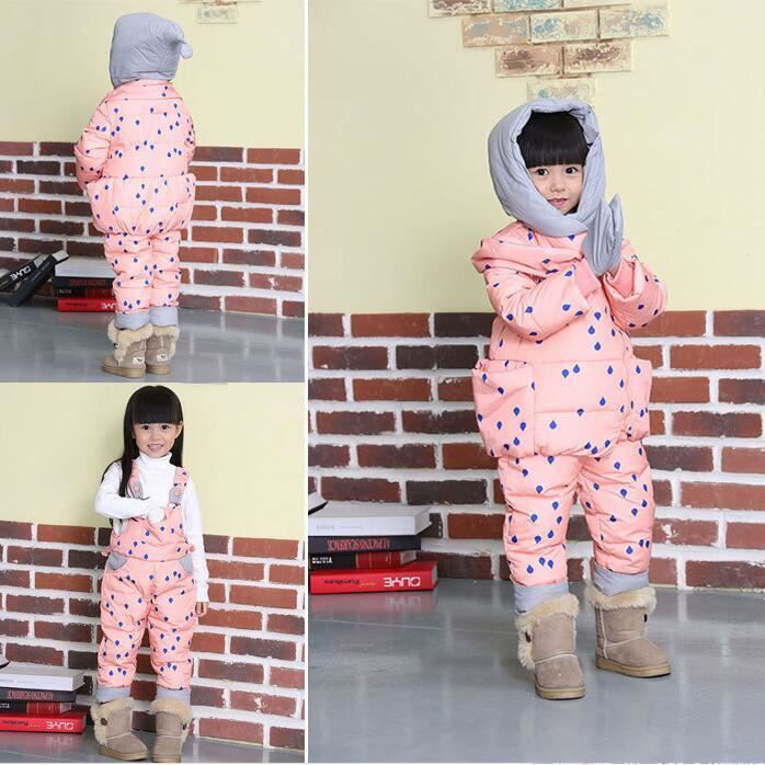 Combinaison Neige Enfant Hiver - Salopette Rembourrée Chaude, Avec Capuche, Fermeture éclair, Pour Jeu Extérieur (6 Mois à 5 Ans)