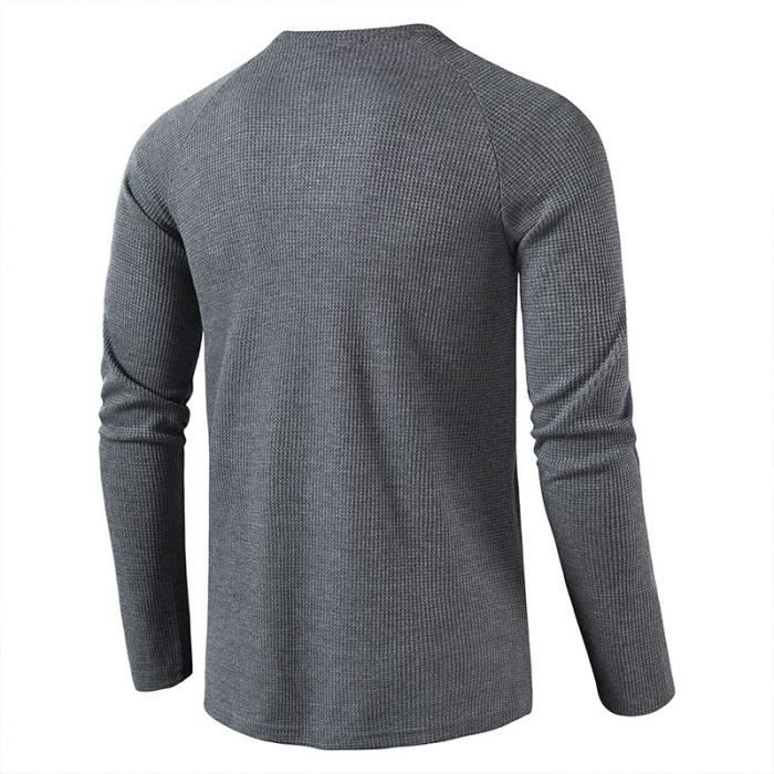 Polo Pour Homme à Manches Longues En Coton Avec Col Rond Et Quatre Boutons. Style élégant Et Décontracté. Haut Uni, Coupe Ajustée, Confortable. T-shirts Adaptés à Toutes Les Saisons, Blanc., S