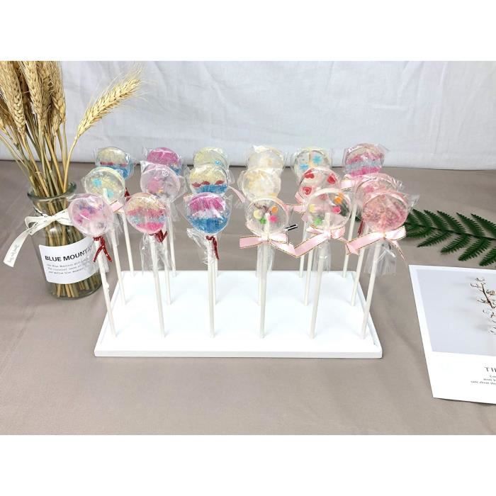 2 Supports à Sucettes En Acrylique Transparent 20 Trous - Pour Cake Pops, Bonbons, Mariage, Anniversaire, Avec 100 Bâtonnets Inclus