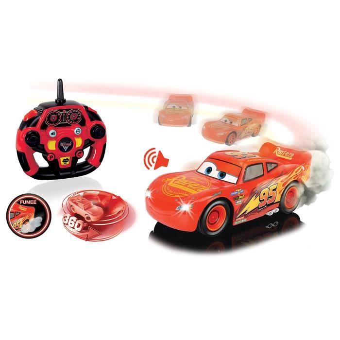 Majorette - Disney Cars 3 - Voiture Radio Commandée Flash McQueen - Echelle  1/24eme - Fonction Turbo - La Poste