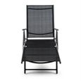 Blumfeldt Chaise longue de jardin , transat, bain de soleil - Réglable sur 7 positions - 64x85x170cm - Aluminium & acier - noir-3