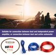 KIMISS Câble Audio de Voiture,Kit de Câble D'installation de Haut-parleur D'amplificateur de Subwoofer avec fusible (Bleu+Rouge)-3