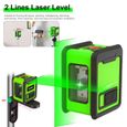 Niveau Laser 2 Lignes portable - Lumière verte - Auto-calibrage - Avec Support mural supérieur - Vert-3