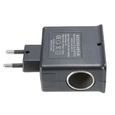 TEMPSA Prise Allume Cigare Voiture AC 220V DC 12V 2 USB Chargeur Adaptateur Secteur PRISE EU-3