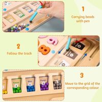 Jeu Magnétique Labyrinthe – Montessori – Comptage Et Couleurs – Plateau 22,7 X 15,5 Cm En Bois, Crayon Aimanté, Dès 2 Ans